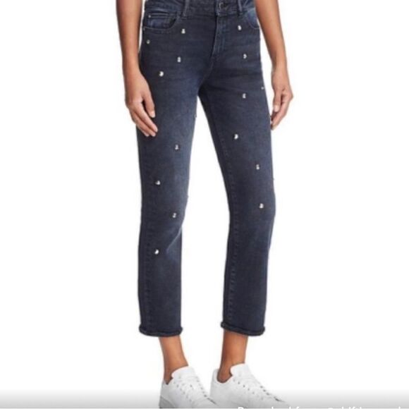 DL1961 Mara High Rise Cropped Straight Ankle Instasculpt Super Dark Blue Jeans - Picture 1 of 6